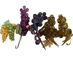 Large lot of Artificial Grape Cluster Fake Fruit Green Yellow Purple Lucite Set